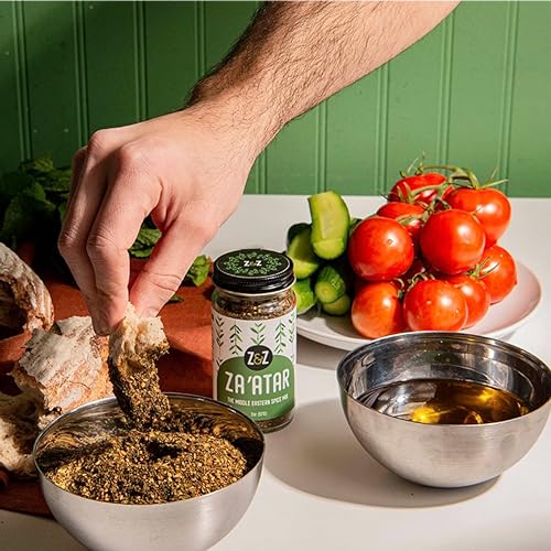 Za'atar by Z&Z | Za'atar Spice Blend with Zaatar Spice, Sumac, & Toasted Sesame Seeds | Za'atar Seasoning for Breads, Salads, Chicken, or Snacks | Savory & Tangy Palestinian Zaatar Seasoning, 2 Oz