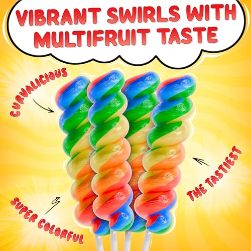 Swirl Lollipops Individually Wrapped MultiFruit 30pk x 0.6oz - Twisty Lollipop Rainbow Suckers For Rainbow Party Favors - Rainbow Candy For Party Favors - Rainbow Lollipops Swirl Suckers & Lollipops