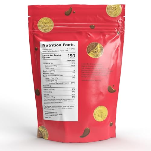 Fruidles Milk Chocolate Coins, Gold Half Dollar Chocolate Coins, Made with Premium Belgian Chocolate, Nut-Free, Non-GMO, Kosher Dairy (25 Pack)