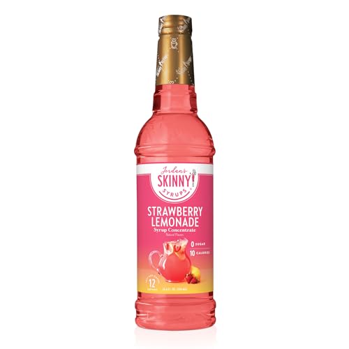 Jordan's Skinny Mixes Sugar Free Syrup, Strawberry Lemonade Flavor, Flavored Water Enhancer, Drink Mix for Ice Tea, Lemonade & More, Zero Calorie Flavoring, Keto Friendly, 25.4 Fl Oz, 1 Pack