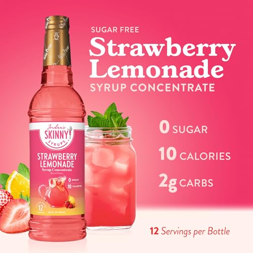 Jordan's Skinny Mixes Sugar Free Syrup, Strawberry Lemonade Flavor, Flavored Water Enhancer, Drink Mix for Ice Tea, Lemonade & More, Zero Calorie Flavoring, Keto Friendly, 25.4 Fl Oz, 1 Pack