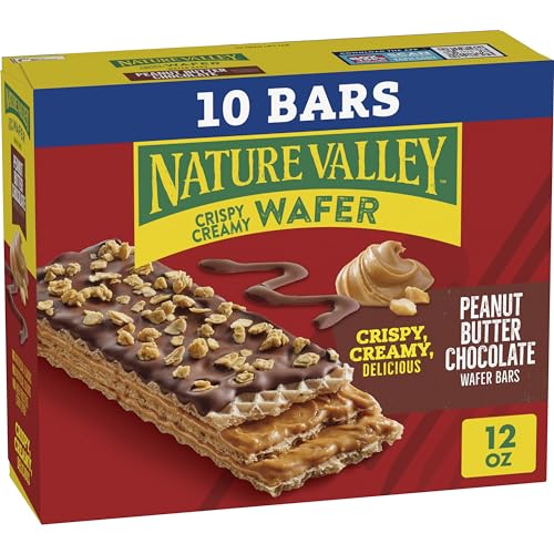 Nature Valley Wafer Bars, Peanut Butter Chocolate Flavored Snacks, 10 Bars, 13 OZ