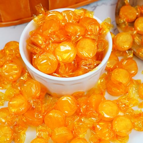 Butterscotch Hard Candy - 1lb Bulk Bag (Approx. 75 pcs) - Individually Wrapped Butterscotch Candy Discs - The Hampton Popcorn & Candy Company
