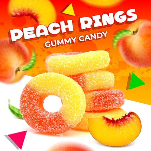 Peach Rings Gummy Candy, Sour and Sweet (1 Pound Bag)