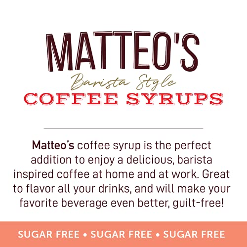Matteo's Barista Style Sugar-Free Coffee Syrup, Thin Toasted Marshmallow Flavour, Zero Calories and Sugar, Keto-Friendly Coffee Syrups, Delicious Flavoured Coffee Syrup - 33.8 Fl Oz Syrup Bottle