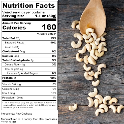 Raw Cashews Unsalted Whole (16 0z. / 1 lb) | Vegan Protein Snacks | Make Cashew Milk | Keto and Paleo Friendly Diet Snacks | Party Snacks | Healthy Snacks | Cashews Bulk | Non-GMO | 100% Natural - By Moonee Naturals 16 0z. / 1 lb