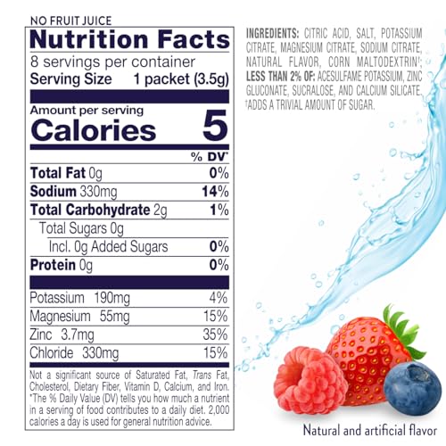 Pedialyte Electrolyte Drink Mix, Zero Sugar, Berry Frost, 8 Single-Serving Powder Packets