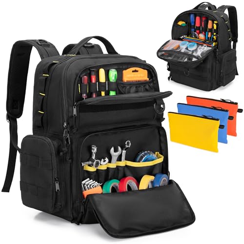Rexmica Tool Backpack with 3 Pouches, Heavy-Duty Organizer
