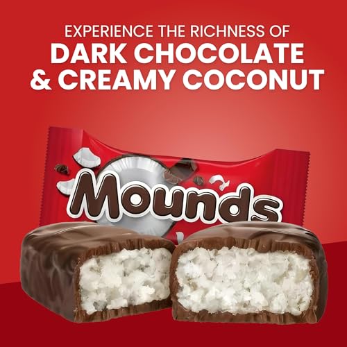 Mounds Dark Chocolate and Coconut - Bulk Candy - 1.5 Pound Bag Approximately 40 Candy Mounds - Chocolate Candy, Christmas Candy - Gluten Free Snacks - Individually Wrapped Treats for Christmas and Parties