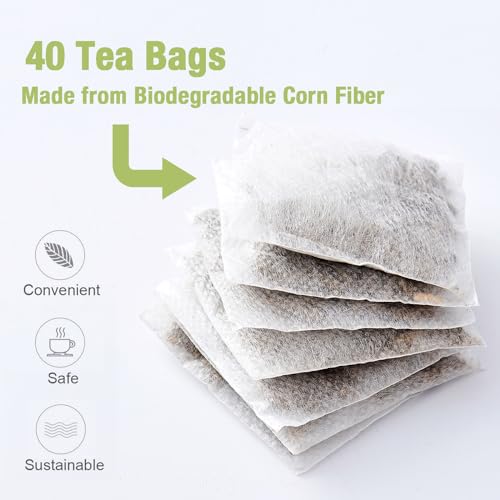 40 Bags Dried Mullein Leaf Tea for Lungs - Lung Detox Cleanse Tea for Smokers - Organic Herbal Mullen Mullien Tea for Breathe Easy - Caffeine-Free, Immune Support