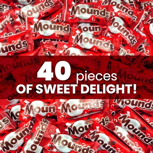 Mounds Dark Chocolate and Coconut - Bulk Candy - 1.5 Pound Bag Approximately 40 Candy Mounds - Chocolate Candy, Christmas Candy - Gluten Free Snacks - Individually Wrapped Treats for Christmas and Parties