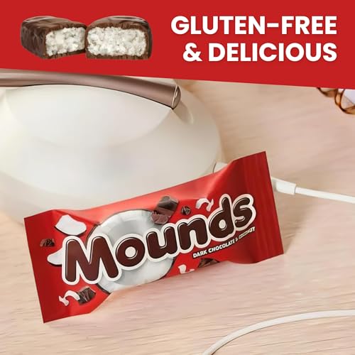 Mounds Dark Chocolate and Coconut - Bulk Candy - 1.5 Pound Bag Approximately 40 Candy Mounds - Chocolate Candy, Christmas Candy - Gluten Free Snacks - Individually Wrapped Treats for Christmas and Parties
