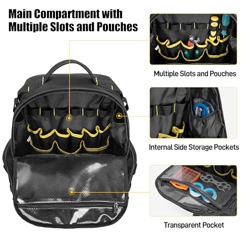 Rexmica Tool Backpack with 3 Pouches, Heavy-Duty Organizer