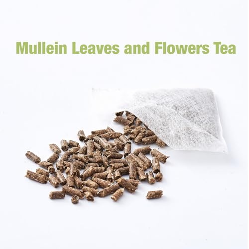 40 Bags Dried Mullein Leaf Tea for Lungs - Lung Detox Cleanse Tea for Smokers - Organic Herbal Mullen Mullien Tea for Breathe Easy - Caffeine-Free, Immune Support