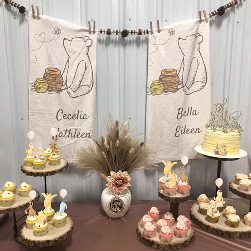 48 Pcs Winnie Cupcake Toppers Classic The Pooh Baby Shower Decorations Cute Cake Decorations Oh Baby Mommy-To-Be Party Favors Boys and Girls First Birthday Supplies
