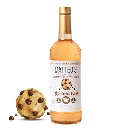 Matteo's Barista Style Sugar-Free Coffee Syrup, Thin Cookie Dough Flavour, Zero Calories and Sugar, Keto-Friendly Coffee Syrups, Delicious Flavoured Coffee Syrup - 33.8 Fl Oz Syrup Bottle
