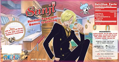 One Piece Sanji Shichimi Togarashi Spicy Ramen Seasoning Powder - Japanese Spice - Officially Licensed, 3.3 oz Bottle (Pack of 1)