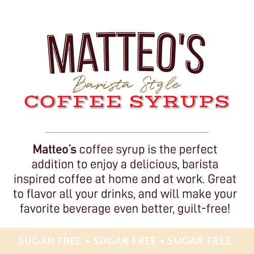 Matteo's Barista Style Sugar-Free Coffee Syrup, Thin Cookie Dough Flavour, Zero Calories and Sugar, Keto-Friendly Coffee Syrups, Delicious Flavoured Coffee Syrup - 33.8 Fl Oz Syrup Bottle