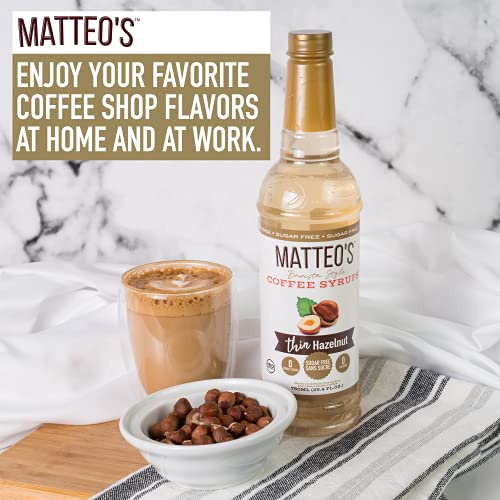 Matteo's Barista Style Sugar-Free Coffee Syrup, Thin Cookie Dough Flavour, Zero Calories and Sugar, Keto-Friendly Coffee Syrups, Delicious Flavoured Coffee Syrup - 33.8 Fl Oz Syrup Bottle
