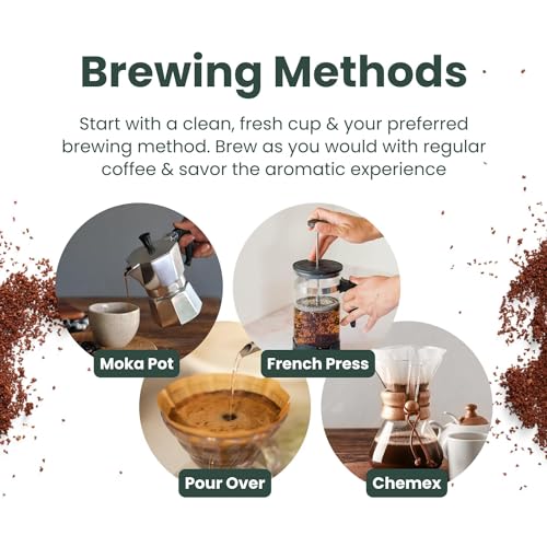 Kalba Organic Mushroom Coffee Organic Coffee Grounds, Medium Roast 10oz | Arabica Coffee with Lion's mane, Chaga, Turkey Tail, & Nigella Seed for Energy Boost & Immunity