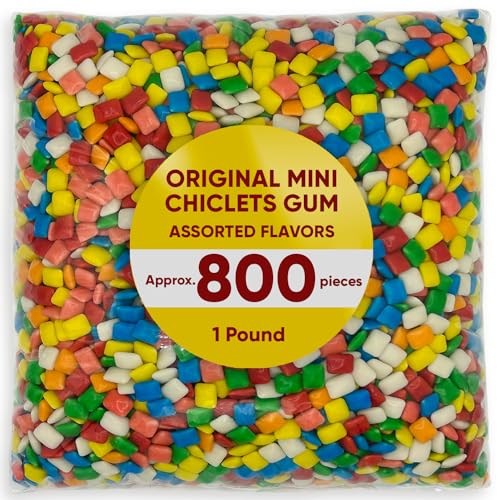 Original Mini Chiclets Gum for Bubble Machine, 1 Pound Candy Approx 800 Pieces, Assorted Flavors, Perfect for Gumball Machines - Mastic Gum Christmas Gum - Chiclets Chewing Gum - Chicle Gum for gumball machine candy refills