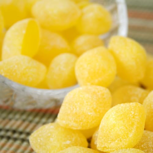 Sarah's Candy Factory Sanded Lemon Drops Old Fashioned Hard Candy (Gluten Free) in Jar, 24 Oz
