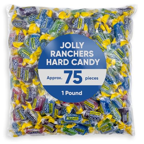 Jolly RanchersAssorted Fruit Flavored Hard Candy - 1 Pound Of Approx 75 Hard Candy Individually Wrapped - Bulk Jolly RanchersMix - Christmas Hard Candy Jolly RancherFruit Candy in Bulk - Fruit Flavored Candy - Hard Candy Assortment Fruit Candy