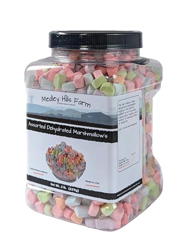 Assorted Dehydrated Marshmallows in Reusable Container by Medley hills farm - dehydrated marshmallow bits - Cereal marshmallows - Perfect mini marshmallows for hot chocolate