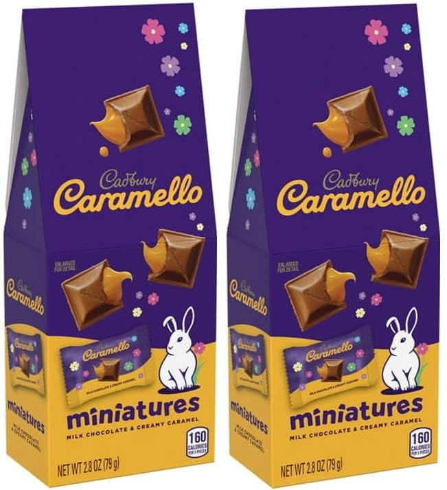Pack of 2 Cadbury Caramello Miniatures Milk Chocolate Caramel Easter Candy, Gift Bag 2.8 oz