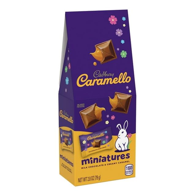 Pack of 2 Cadbury Caramello Miniatures Milk Chocolate Caramel Easter Candy, Gift Bag 2.8 oz