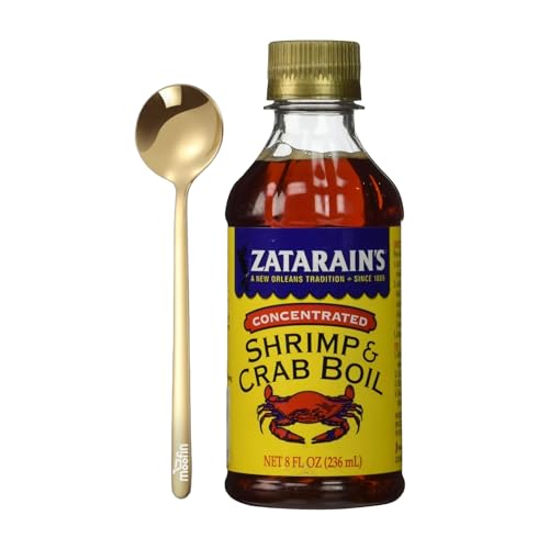 Crawfish Shrimp & Crab Boil Liquid Concentrate, 8 oz - New Orleans Flavor, Cajun Seasoning Liquid Crab Boil Seasoning with Moofin Golden SS Spoon - Seafood Boil Seasoning ~ [Pack of 1]