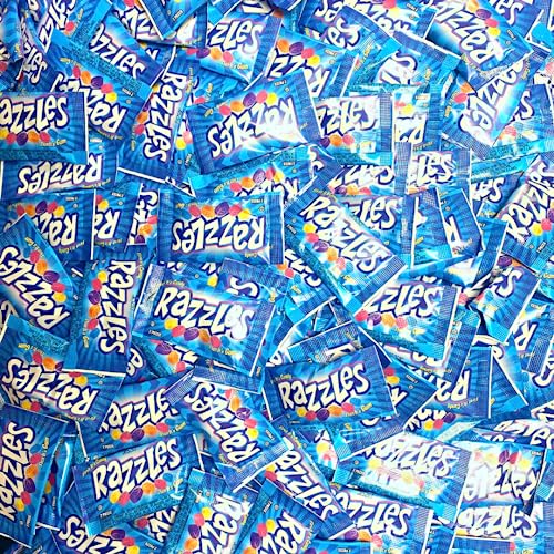 Snack Mountain Razzles Gum Candy, Razzles Gum in Bulk, 2-Piece Individually Wrapped Vintage Candy, Bulk Gum, Gum Pack, Variety Flavors Grape, Tangerine, Orange Gum, Blue Raspberry Gum 60s Candy, 60 Pack