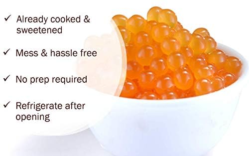 BREXONIC Boba Pearls, Peach Popping Bursting Boba, Tapioca Pearls For Bubble Tea (Peach, 1 LB 1 Pack)