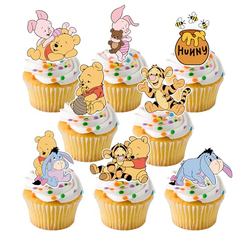 48CS Winnie Cupcake Toppers For Birthday Party Cupcake Decorations Baby Shower Decorations