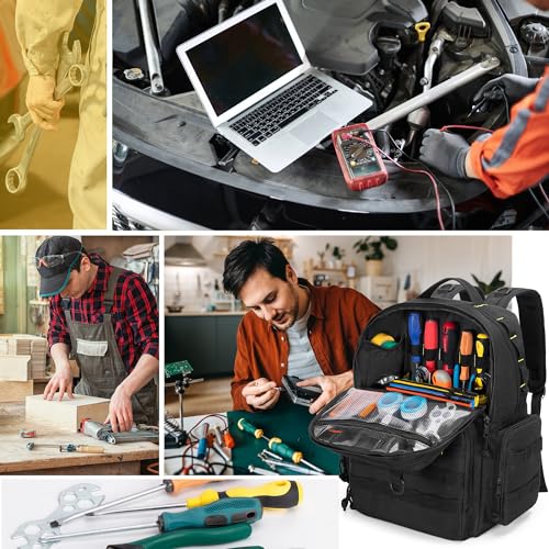 Rexmica Tool Backpack with 3 Pouches, Heavy-Duty Organizer