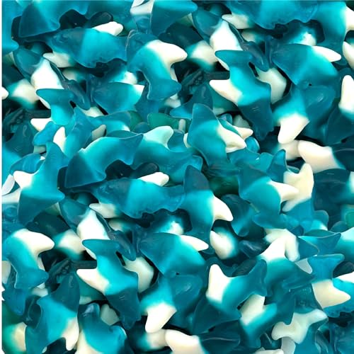 Blue Sharks Gummy Candy in Blue Raspberry Flavor, 1-Pound Pack