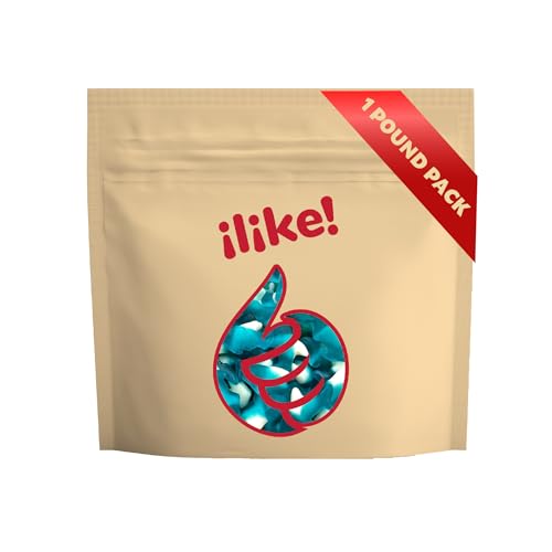 Blue Sharks Gummy Candy in Blue Raspberry Flavor, 1-Pound Pack