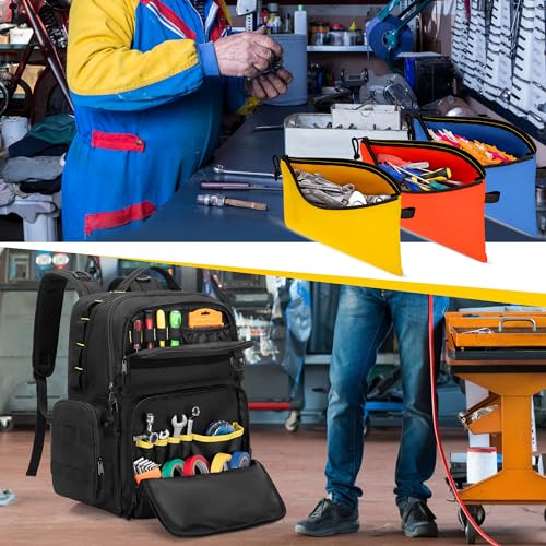 Rexmica Tool Backpack with 3 Pouches, Heavy-Duty Organizer