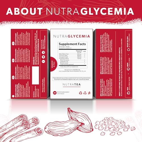 NUTRAGLYCEMIA - Glycemia Tea | Bitter Melon Tea - Blood Sugar Support - Includes Bitter Melon, Fenugreek & Banaba Leaf - 20 Enveloped Tea Bags - by Nutra Tea - Herbal Tea