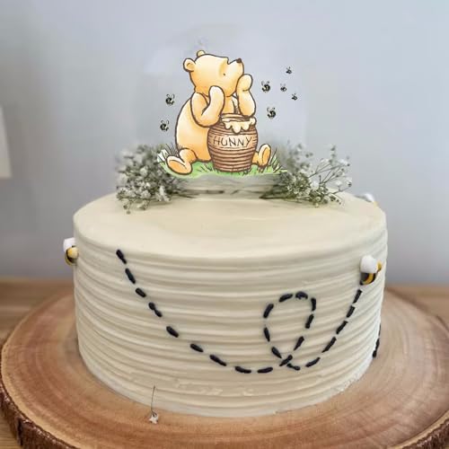 Winnie Cake Topper Acrylic Pooh Baby Shower Decorations Cake Decoration Cupcake Toppers Classic Winnie Birthday Decorations