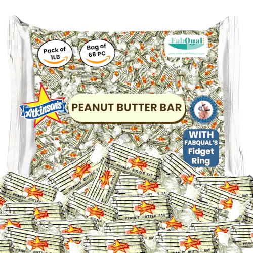 Bundle Of Fabqual With Atkinson Classic Peanut Butter Bars & Fabqual Ring Peanut Butter Candy Old Fashioned Peanut Butter Candy Bars Atkinson Peanut Butter Logs Candy Peanut Butter Bars Peanut Bars (1 LB)