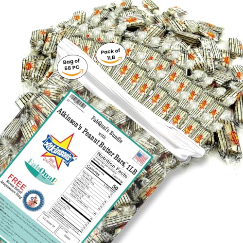 Bundle Of Fabqual With Atkinson Classic Peanut Butter Bars & Fabqual Ring Peanut Butter Candy Old Fashioned Peanut Butter Candy Bars Atkinson Peanut Butter Logs Candy Peanut Butter Bars Peanut Bars (1 LB)