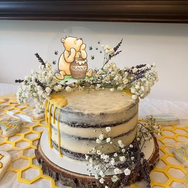 Winnie Cake Topper Acrylic Pooh Baby Shower Decorations Cake Decoration Cupcake Toppers Classic Winnie Birthday Decorations