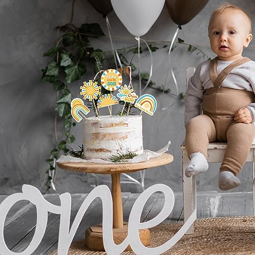 Soaoo 60 Pcs Here Comes the Son Cupcake Toppers Baby Shower Sun Cupcake Toppers Sunshine Cake and Cupcake Decorations for Sun Theme Baby Shower Birthday Wedding Party Decorations