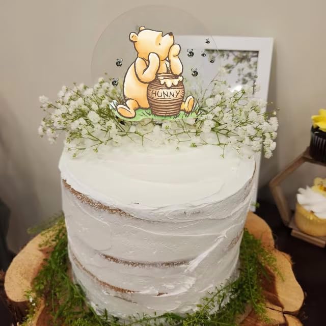 Winnie Cake Topper Acrylic Pooh Baby Shower Decorations Cake Decoration Cupcake Toppers Classic Winnie Birthday Decorations