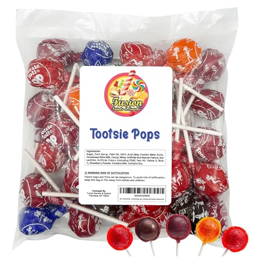 Tootsie Roll Pops - Candy Fruit Flavors with Chocolate Tootsie Roll Center - 1 Pound Bulk Bag - Assorted Individually Wrapped lollipops (Approx 22 Count)