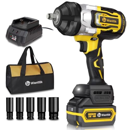 WANTTIK 21V Cordless Impact Wrench with 5 Sockets