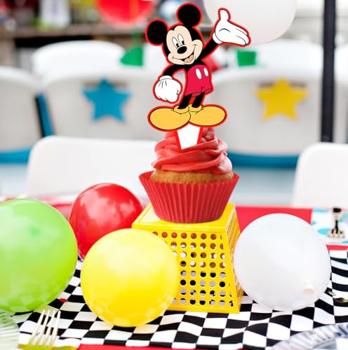 Mouse Birthday Party Supplies, 24PCS Cupcake Toppers Decorations for Mickey Party Supplies Decor