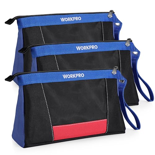 WORKPRO 12" Zipper Tool Pouches, Heavy-Duty Utility Bag