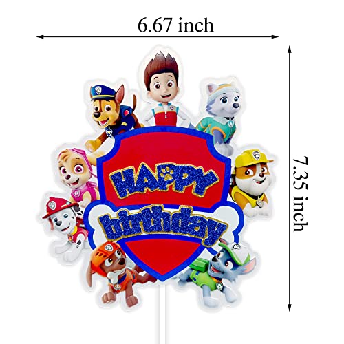 Dog Patrol Cake Toppers Puppy-themed Birthday Party Supplies Cartoon Paw Cake Topper Dog Cake Decorations for Children 2nd 3rd 4th 5th Birthday Party